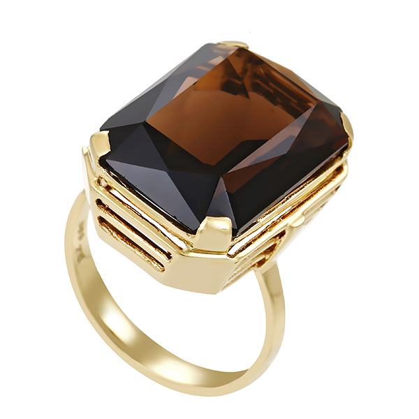 Ring, 14K, Gelbgold, Rauchquarz