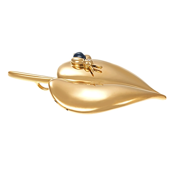 Anhänger, 18K, Gelbgold, Saphir, Brillant