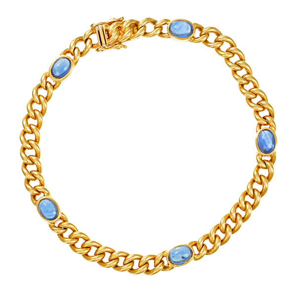 Armband, 18K, Gelbgold, Saphire, Panzer-