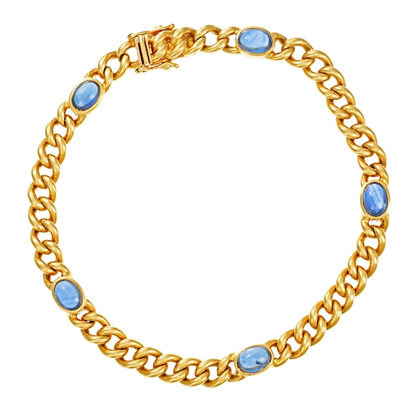Armband, 18K, Gelbgold, Saphire, Panzer-