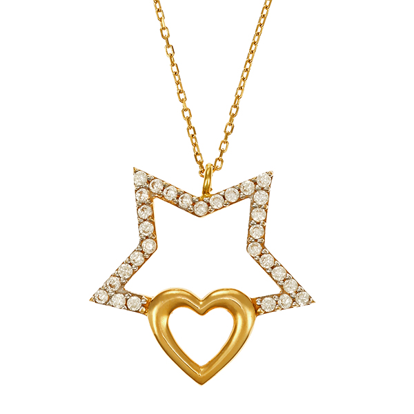 Collier, 18K, Gelbgold, Zirkonia