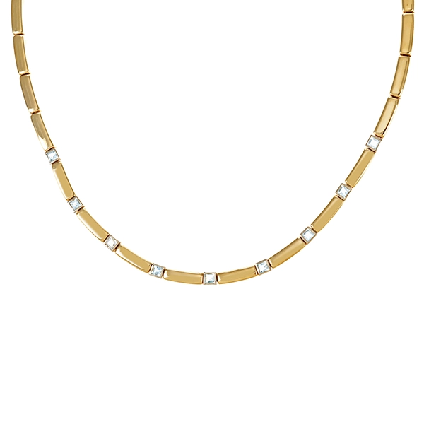 Collier, 14K, Gelbgold, Topas blau