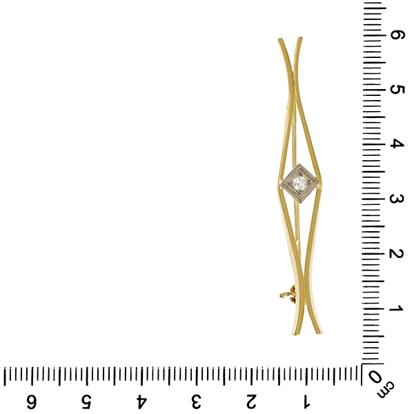 Brosche, 14K, Gelb-/Weißgold, Diamant