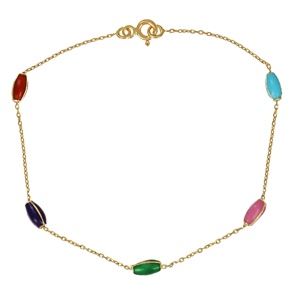 Armband, 14K, Gelbgold, Emaille