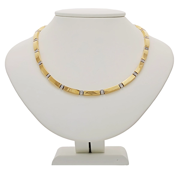 Collier, 14K, Gelb-/Weißgold, Brillanten