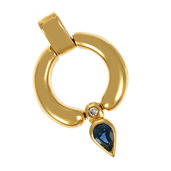 Anhänger, 18K, Gelbgold, Brillant, Saphir