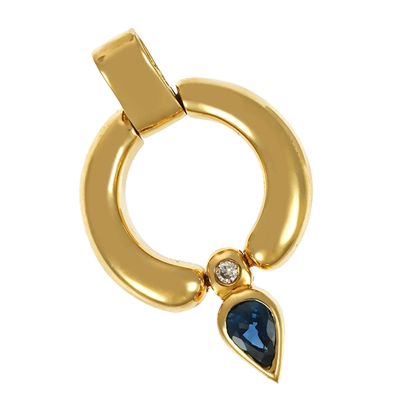 Anhänger, 18K, Gelbgold, Brillant, Saphir