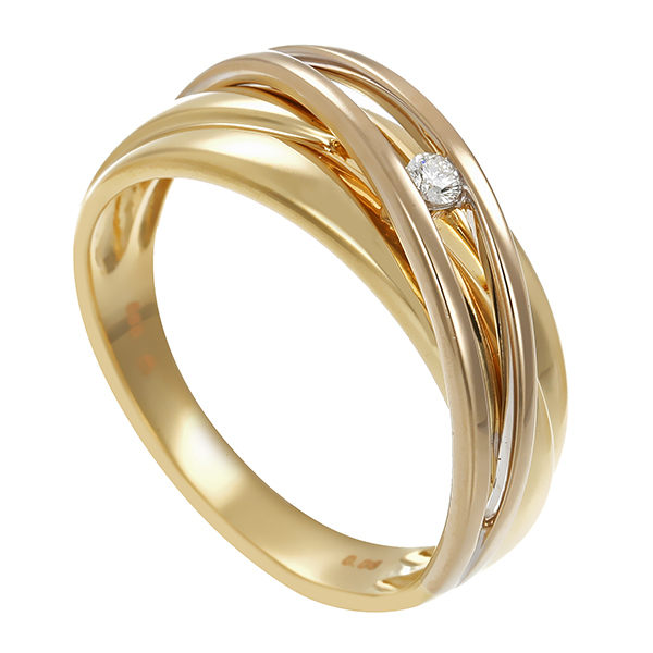 Diamantring, 14K, Gelb-/Weißgold, Brillant