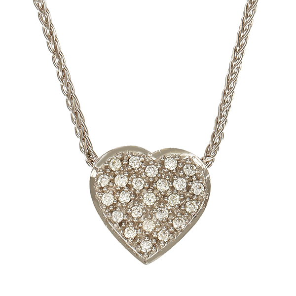 Collier, 14K, Weißgold, Brillanten, Herz