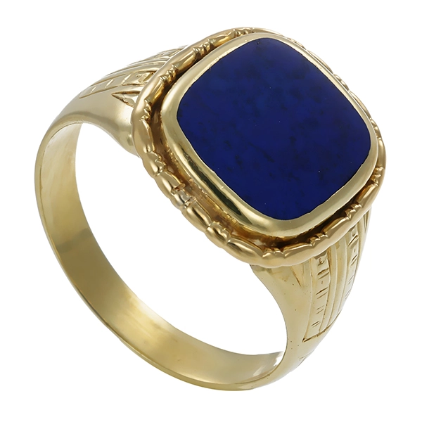 Herrenring, 14 k, Gelbgold, 1 Lapis