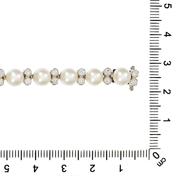 Armband, 18K, Weißgold, Perlen, Brillanten 1,33 ct