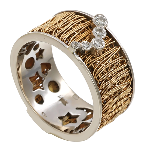 Brillantring, 14K, Gelb-/Weißgold, 5 Brillanten