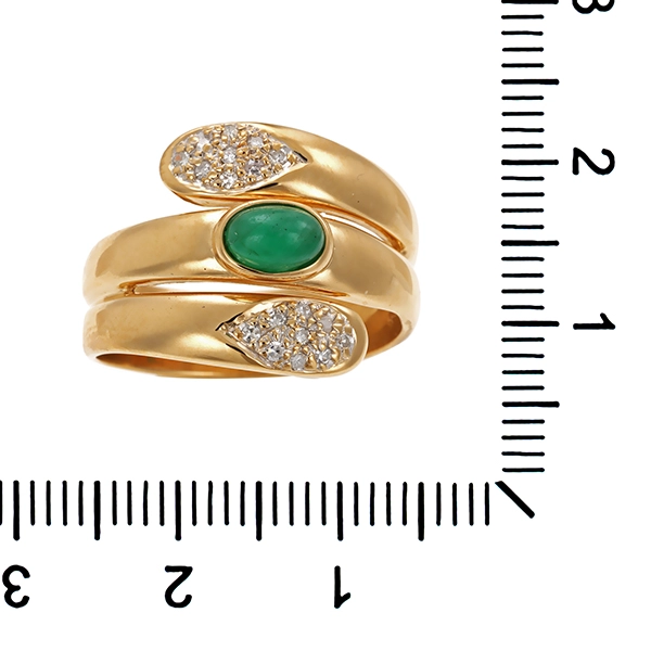 Ring, 14K, Gelbgold, Smaragd, Diamant