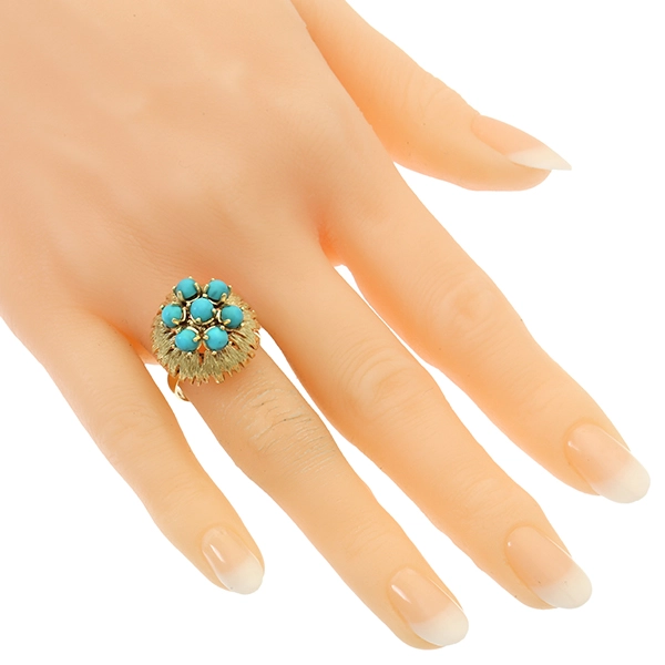Ring, 14k, Gelbgold, Türkis