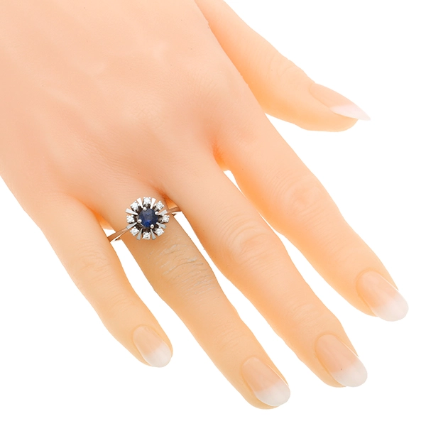 Diamantring, 18K, Weißgold, Brillant, Saphir