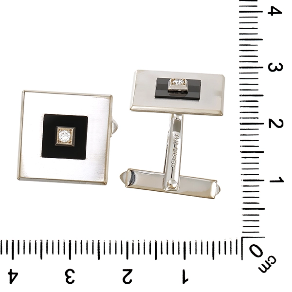 Manschettenknöpfe, 14K, Weißgold, Brillanten