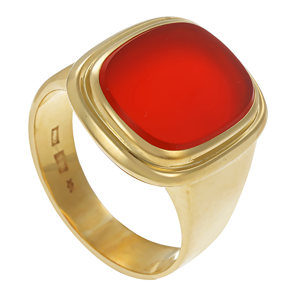 Herrenring, 14K, Gelbgold, Karneol