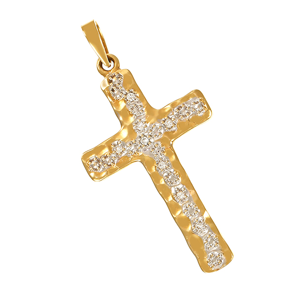 Anhänger, 14K, Gelb-/Weißgold, Diamant