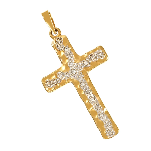 Anhänger, 14K, Gelb-/Weißgold, Diamant