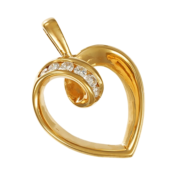 Anhänger, 14K, Gelbgold, Brillanten, Herz