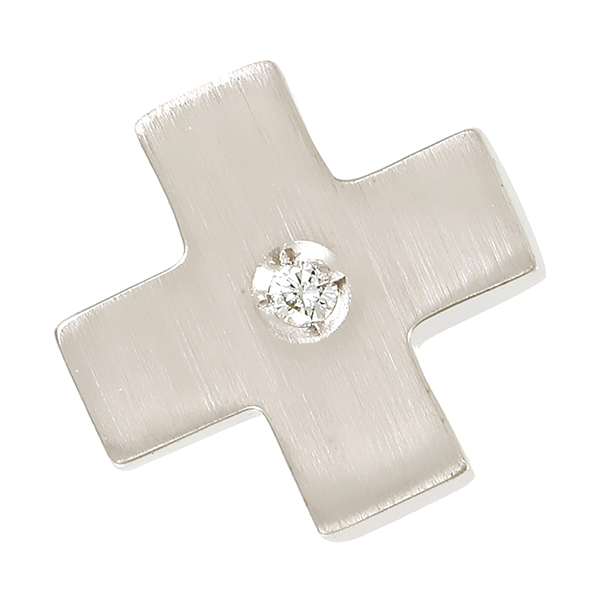 Anhänger, 14K, Weißgold, Brillant, Kreuz
