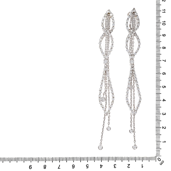 Ohrhänger, 18K, Weißgold, Brillanten, Clip-Stecker