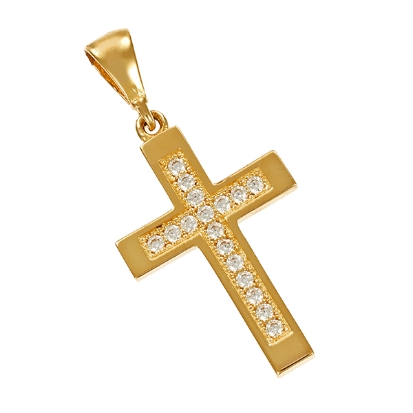 Anhänger, 14K, Gelbgold, Zirkonia