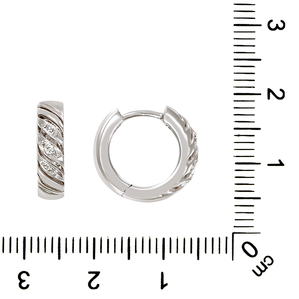 Creolen, 14K, Weißgold, Brillanten