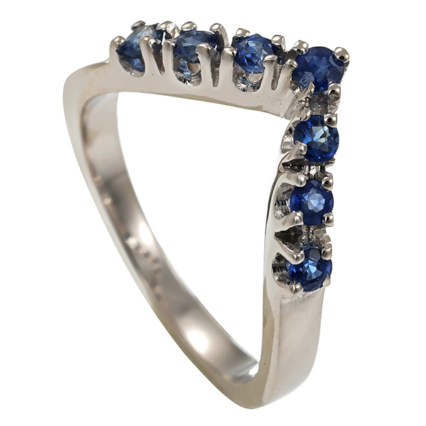 Ring, 14K, Weißgold, Saphir