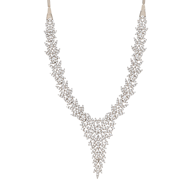Collier, 14K, Weißgold, Zirkonia