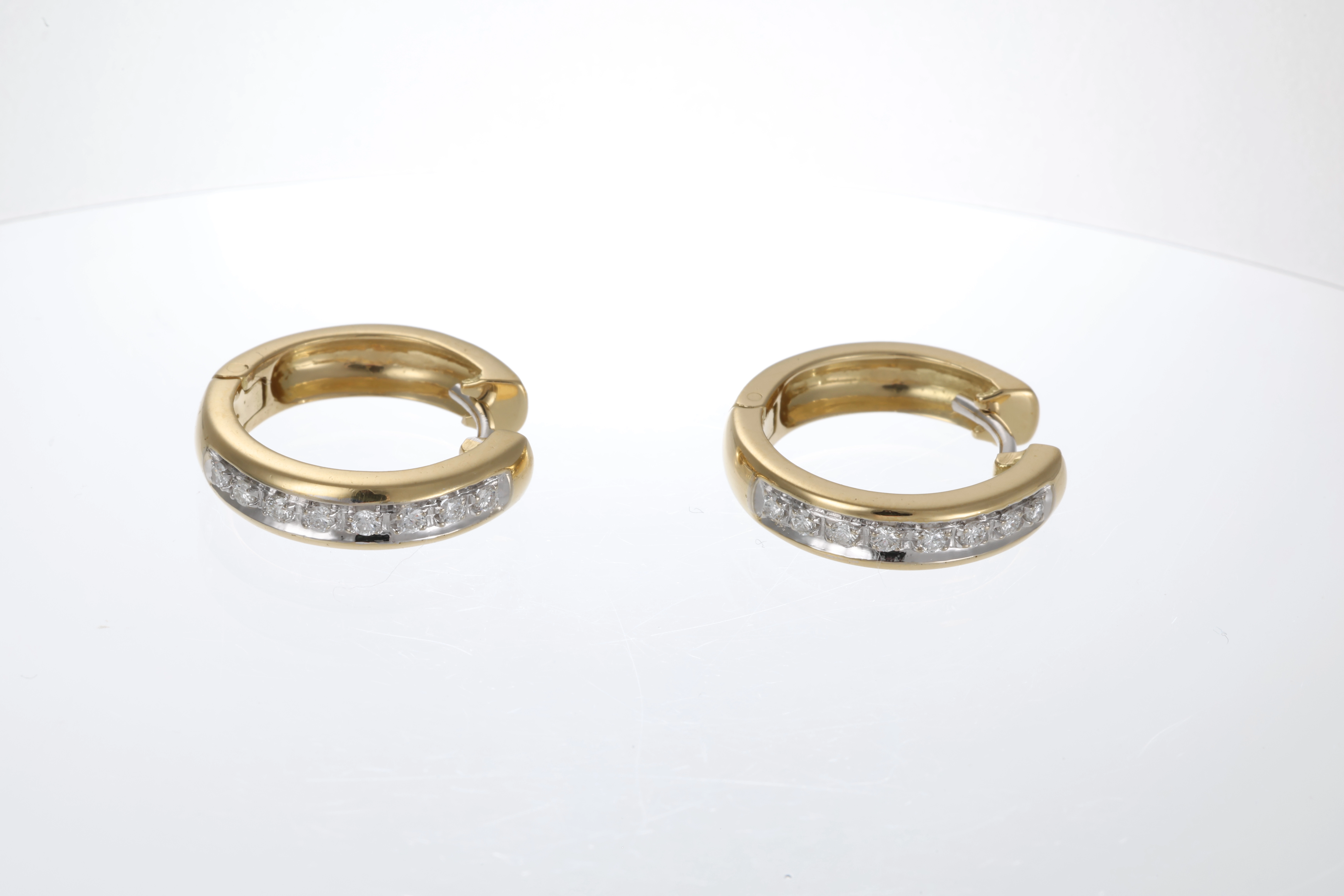 Creolen, 18K, Gelb-/Weißgold, Brillanten