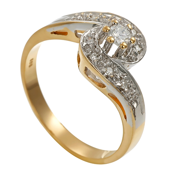 Diamantring, 14K, Gelb-/Weißgold, Brillant, Diamanten