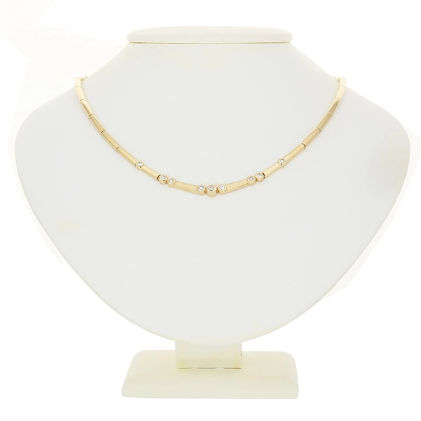 Collier, 14K, Gelb-/Weißgold, Brillanten 0,55 ct