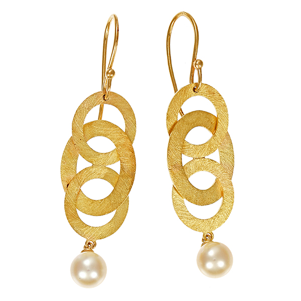 Ohrhänger, 18K, Gelbgold, Perlen