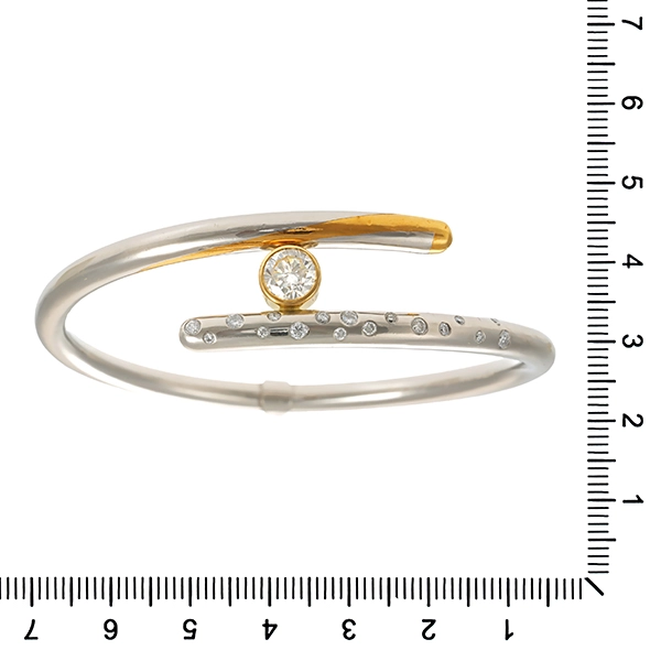 Armreif, 950 Platin/Gelbgold, Brillanten