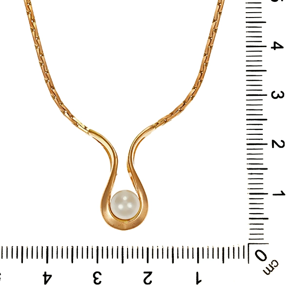 Collier, 8K, Gelbgold, Perle