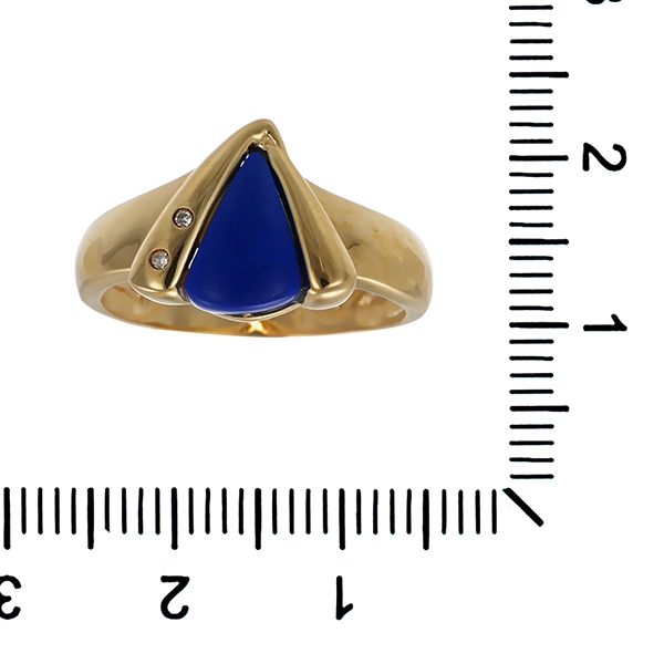 Ring, 8K, Gelbgold, Lapis, Diamanten