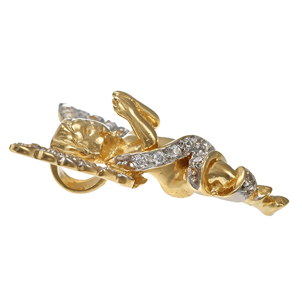 Anhänger, 14K, Gelb-/Weißgold, Zirkonia, Engel