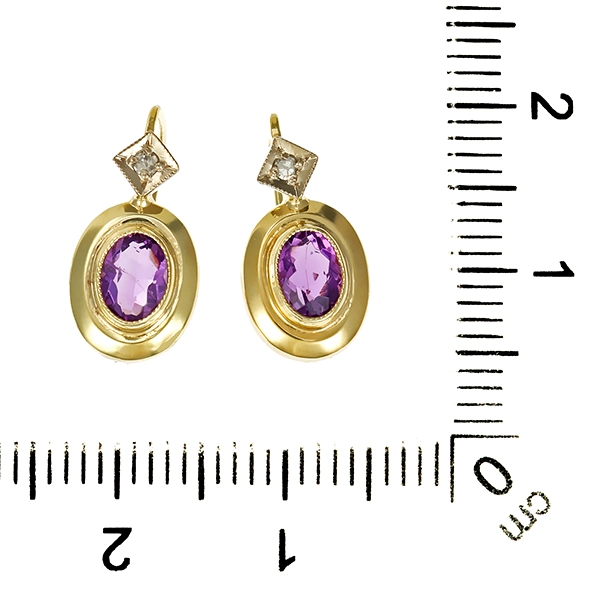 Ohrhänger, 14K, Gelb-/Weißgold, Amethyst, Diamanten