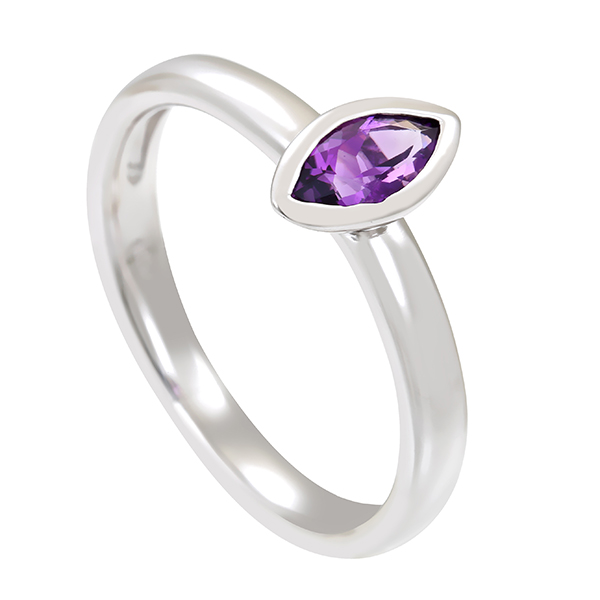 Ring, 14K, Weißgold, Amethyst