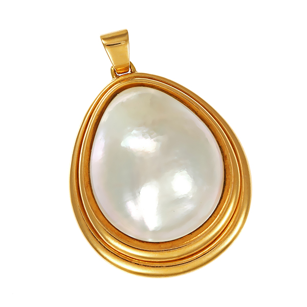 Anhänger, 18K, Gelbgold, Mabe-Perle