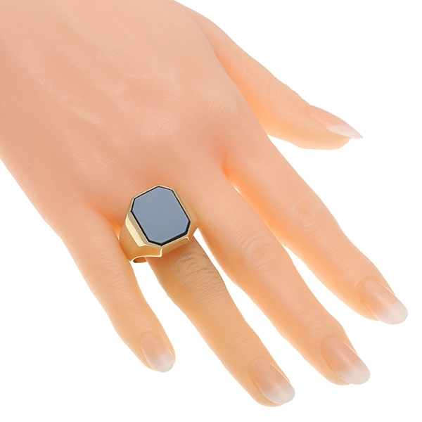 Herrenring, 8K, Gelbgold, Lagenstein