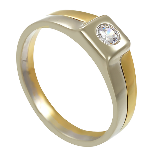 Ring, 8K, Gelb- /Weißgold, Zirkonia