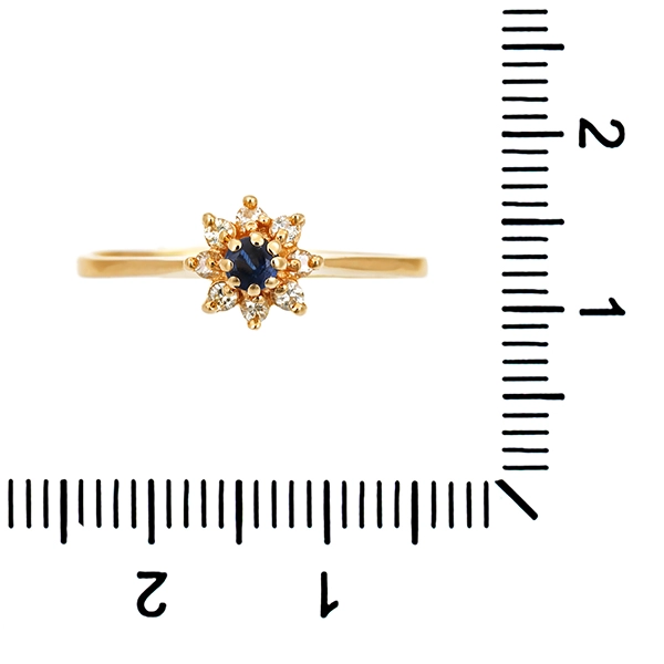 Ring, 14K, Gelbgold, Saphir, Brillanten