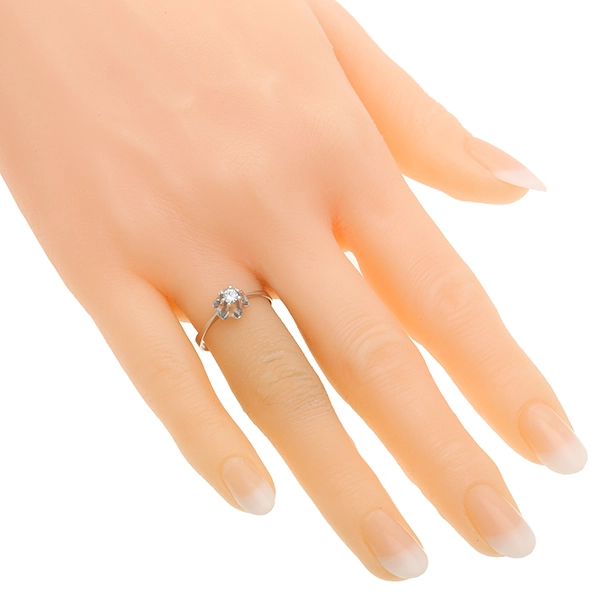Diamantring, 14K, Weißgold, Brillant 0,10 ct