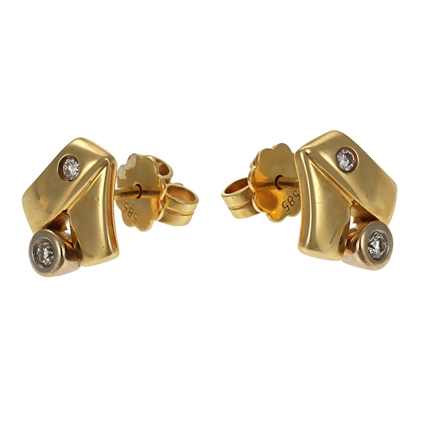 Ohrstecker, 14K, Gelb-/Weißgold, Brillanten