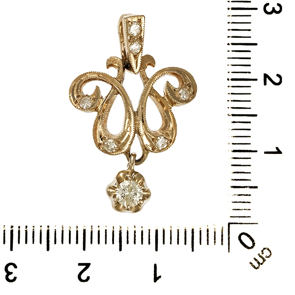 Anhänger, 14K, Gelbgold, Brillant, Diamanten