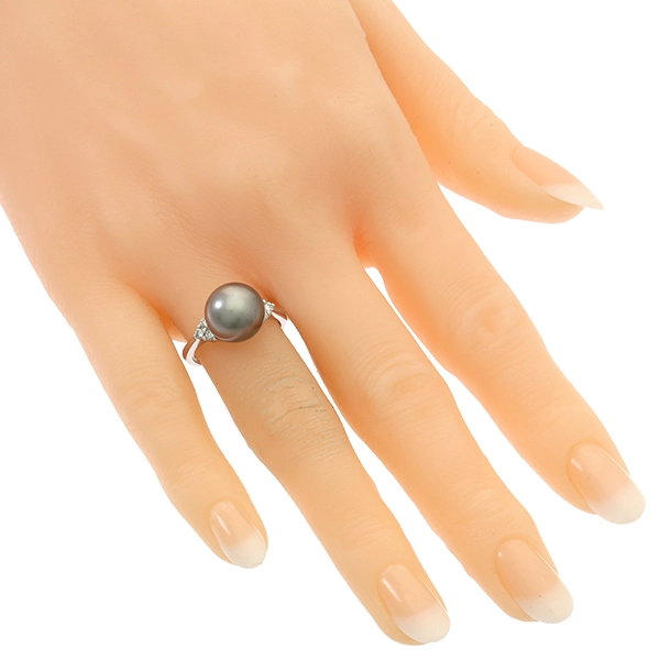 Ring, 18K, Weißgold, Perle, Brillant