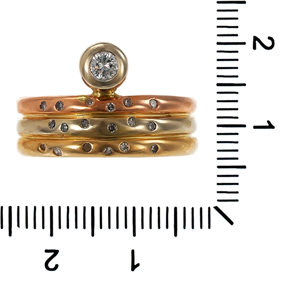 Ring, 14K, Gelb-/Rot-/Weißgold, Brillanten