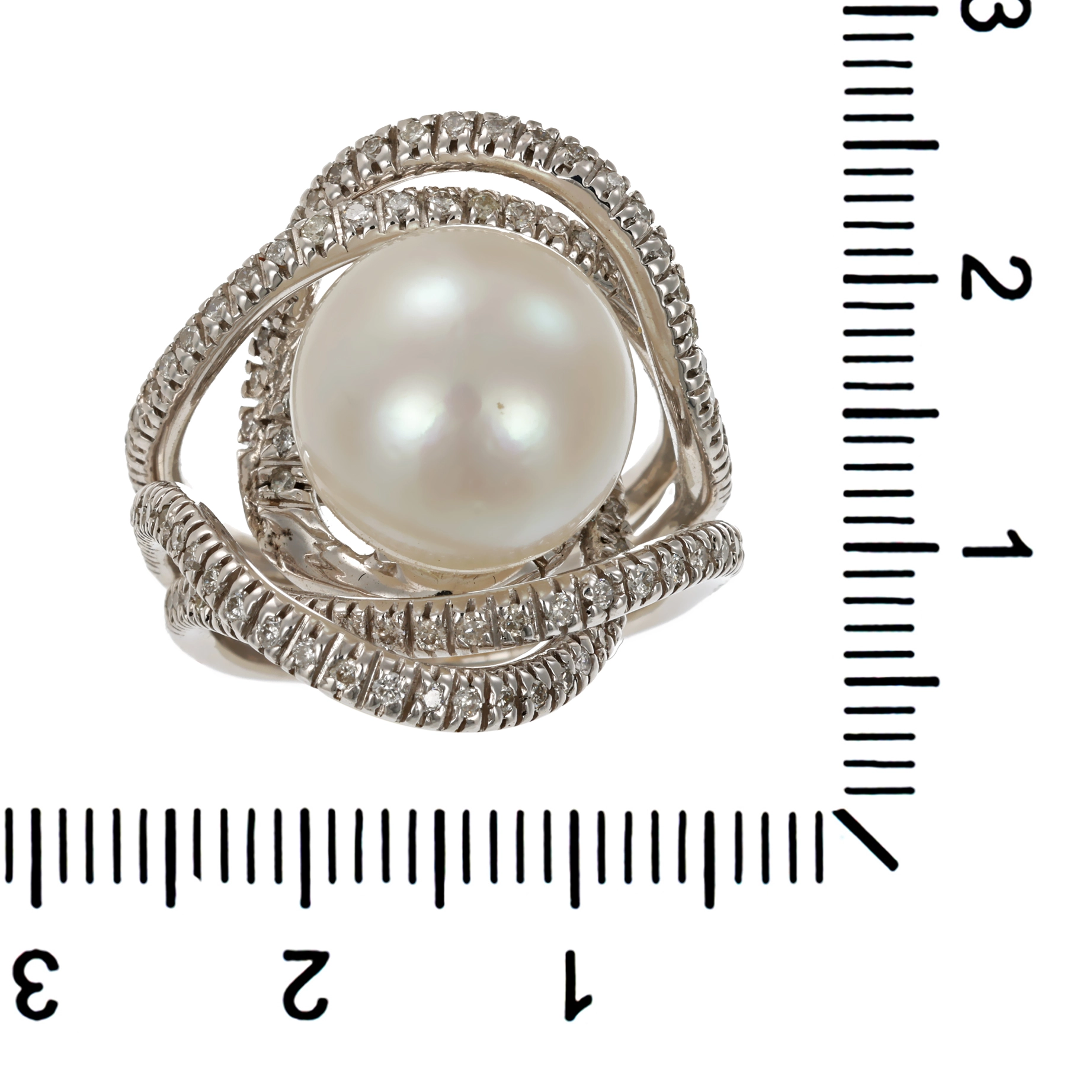 Ring, 18K, Weißgold, Perle, Brillanten
